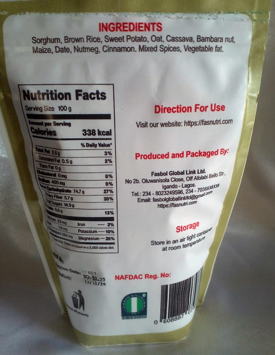 Back picture of Sweetened Cake